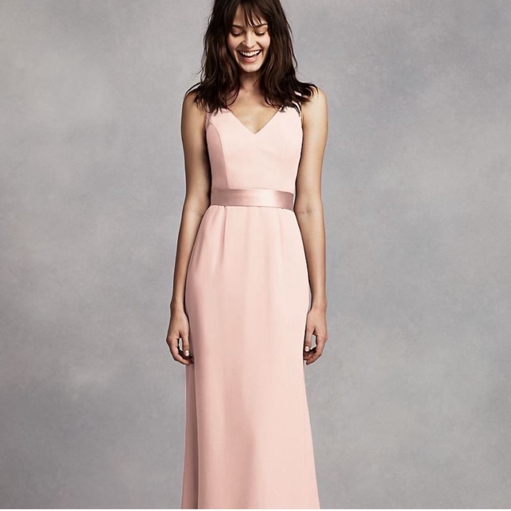 WHITE BY VERA WANG V NECK CREPE SATIN  formal Dress Blush Pink Size 6 NW
